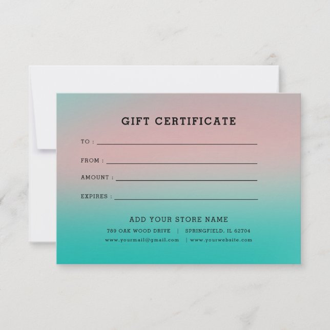 Certificat cadeau minimaliste pour entreprise avec (Devant)