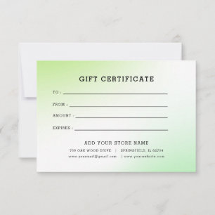 Certificat cadeau minimaliste pour entreprise avec