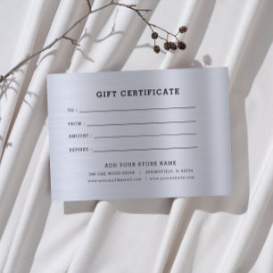 Certificat cadeau minimaliste pour entreprise avec