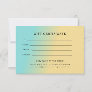 Certificat cadeau minimaliste pour entreprise avec