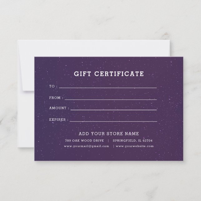 Certificat cadeau minimaliste pour entreprise avec (Devant)