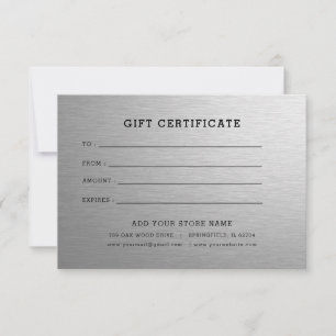Certificat cadeau minimaliste pour entreprise avec