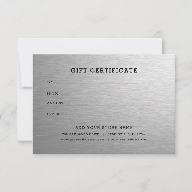 Certificat cadeau minimaliste pour entreprise avec (Devant)