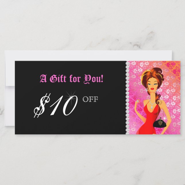 Certificat cadeau mode Bijoux Zebra dentelle rose (Devant)