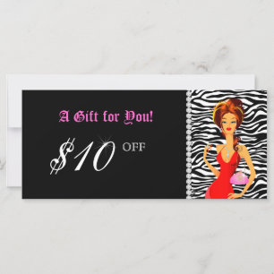 Certificat cadeau mode Bijoux Zebra rose rouge