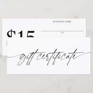 Certificat Cadeau Modern Script Ajoutez Votre Mont