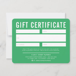 CERTIFICAT CADEAU moderne affaires vert blanc