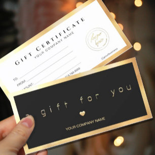 Certificat cadeau moderne Black And Gold Ajouter L