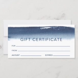 Certificat cadeau moderne bleu marine aquarelle
