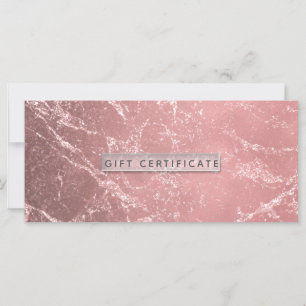 Certificat Cadeau Moderne en Marbre Rose Gold Pink