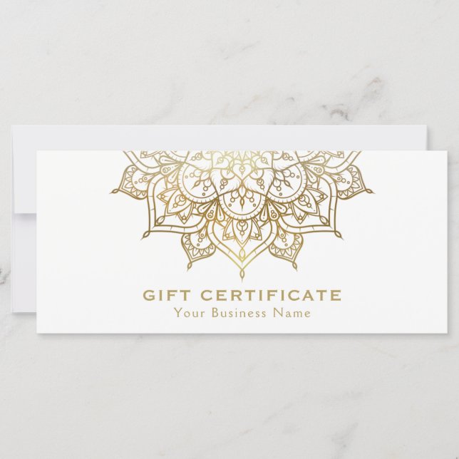 Certificat Cadeau Moderne Minimaliste Blanc Mandal (Devant)