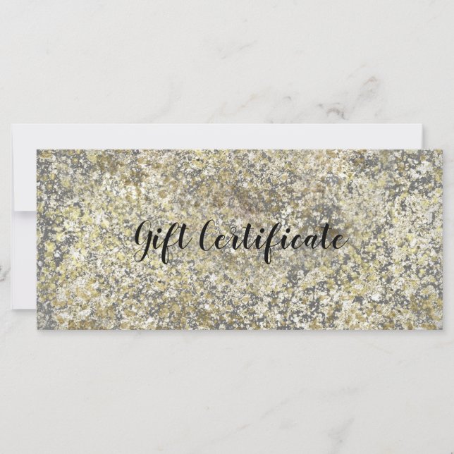 Certificat Cadeau Moderne Pailleté Doré Crackle (Devant)