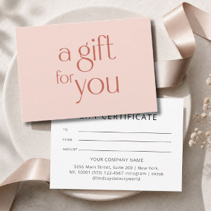 Certificat Cadeau Moderne Rose Beige