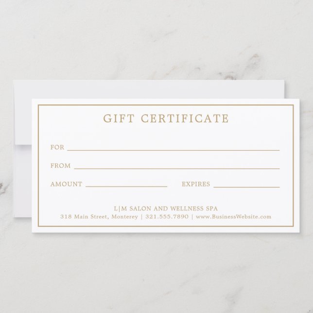 Certificat cadeau Monogram Elegant Gold Business (Devant)