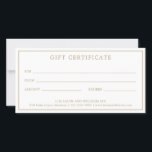 Certificat cadeau Monogram Elegant Gold Business<br><div class="desc">Un simple certificat cadeau d'affaires au design moderne et minimaliste avec une bordure. Le côté arrière a votre deux logo monogramme initial entouré d'une bordure. Tout le texte est doré sur un arrière - plan blanc et les polices et les couleurs arrière - plans peuvent être changées en n'importe quelle...</div>