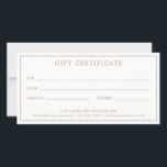Certificat cadeau Monogram Elegant Gold Business<br><div class="desc">Un simple certificat cadeau d'affaires au design moderne et minimaliste avec une bordure. Le côté arrière a votre deux logo monogramme initial entouré d'une bordure. Tout le texte est doré sur un arrière - plan blanc et les polices et les couleurs arrière - plans peuvent être changées en n'importe quelle...</div>