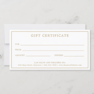 Certificat cadeau Monogram Elegant Gold Business