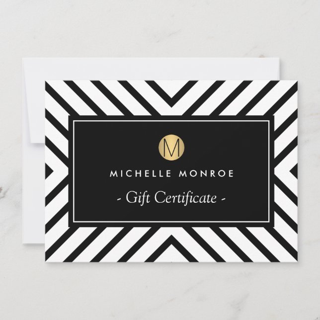 Certificat cadeau Monogramme or Retro Mod (Devant)