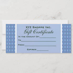 Certificat cadeau motif bleu