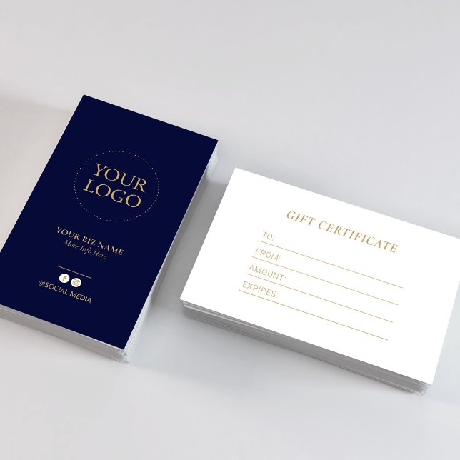 Certificat Cadeau Navy & Or Entreprise Moderne (Créateur téléchargé)