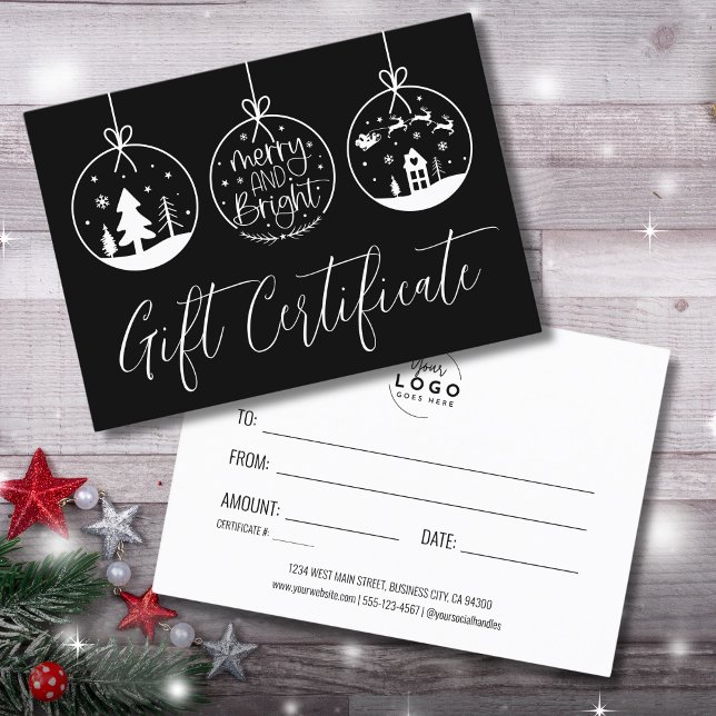 Certificat cadeau Noël d'hiver (Red Christmas Holiday Business Gift Certificate)