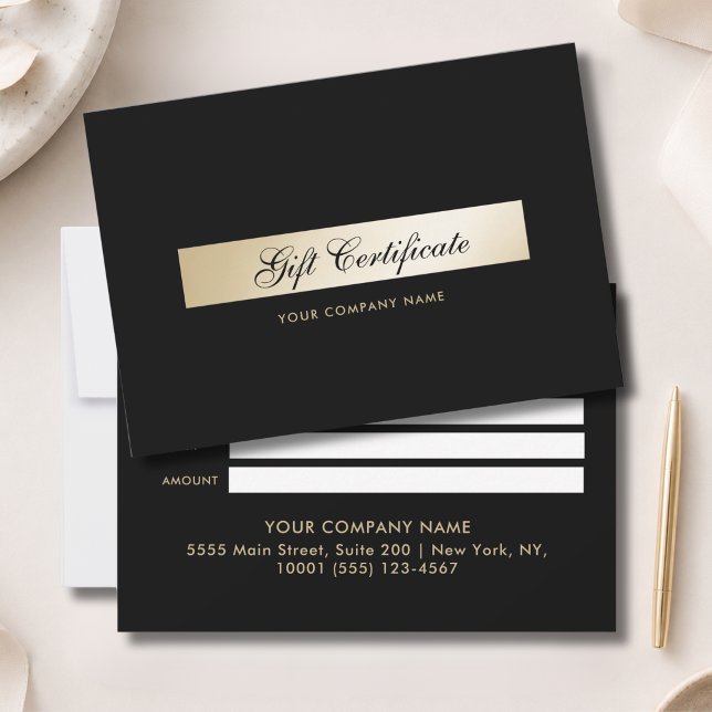 Certificat Cadeau Noir Élégant Or (Elegant Black Gold Gift Certficate)