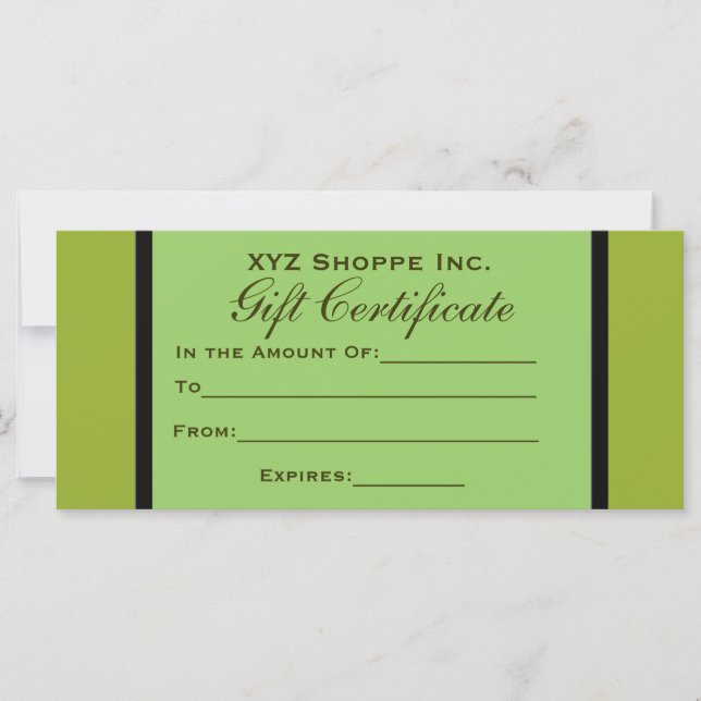 Certificat cadeau Olive Green (Devant)