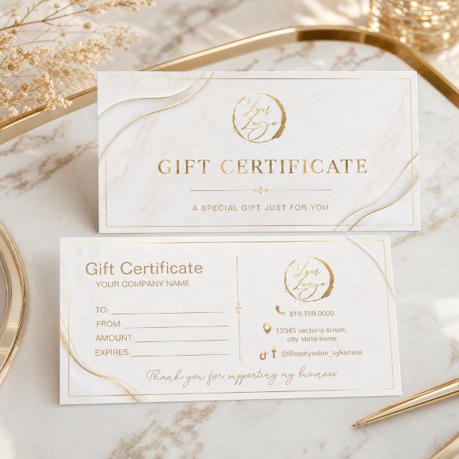 Certificat Cadeau Or Élégant | Luxe  (Elegant Gold Gift Certificate | Luxury)