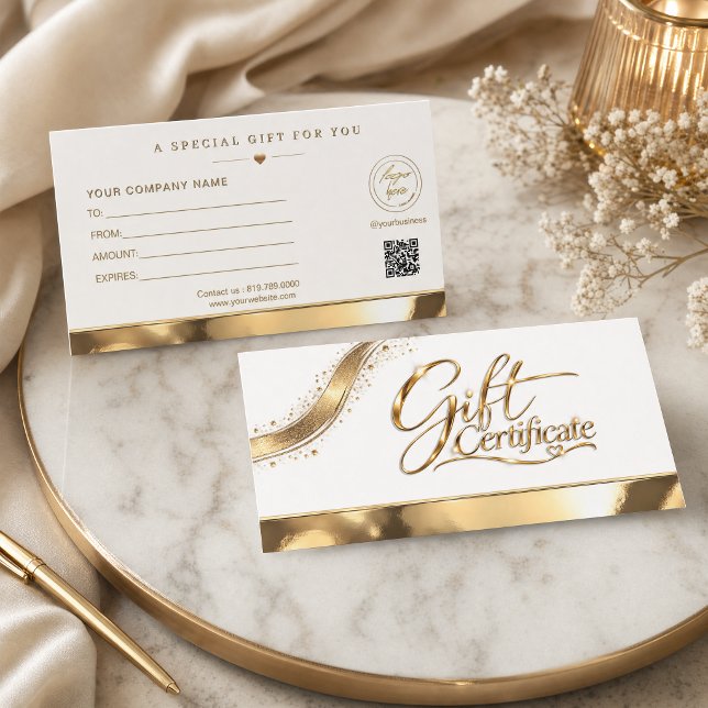 Certificat Cadeau Or Luxe – Métalisé Élégant  (Luxury Gold Gift Certificate – Elegant Metallic)