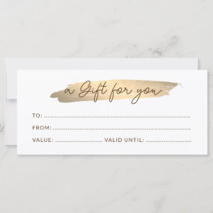 Certificat Cadeau Or Minimaliste Moderne Script