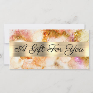 certificat cadeau or rose aquarelle fausse feuille