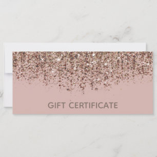 Certificat Cadeau Paillettes Bronze Taupe Rose Or