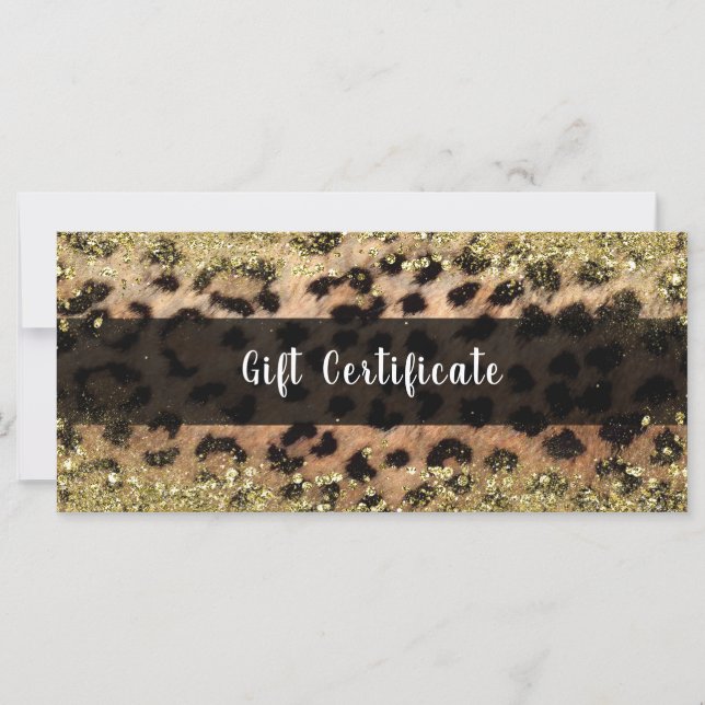 Certificat Cadeau Paillettes Dorées Léopard Guépar (Devant)