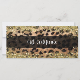 Certificat Cadeau Paillettes Dorées Léopard Guépar