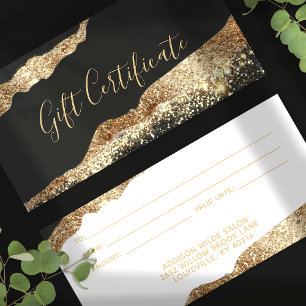 Certificat Cadeau Paillettes Noir Et Or Éblouissan