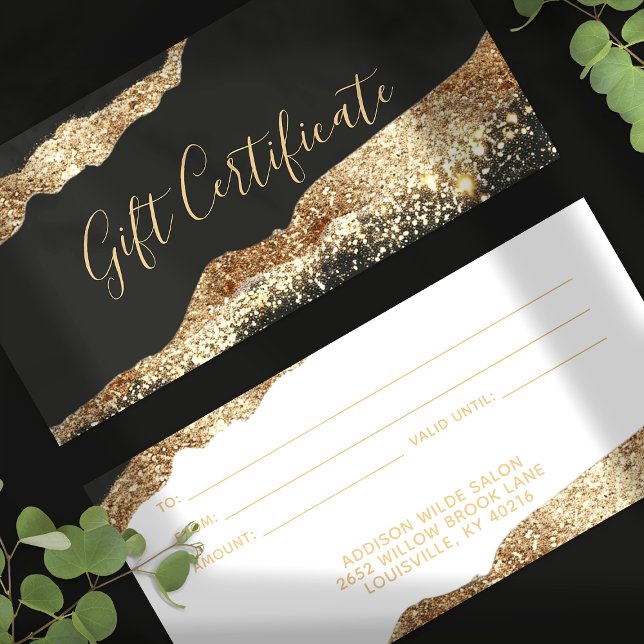 Certificat Cadeau Paillettes Noir Et Or Éblouissan (Créateur téléchargé)