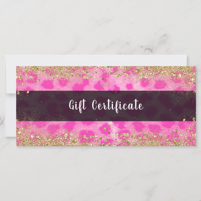 Certificat Cadeau Paillettes Or Léopard Rose Guépa (Devant)