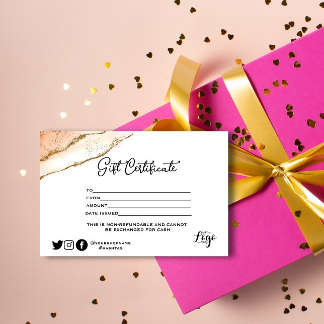 Certificat cadeau paillettes or minimaliste modern (Créateur téléchargé)