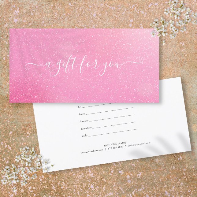 Certificat Cadeau Paillettes Rose Chic (Chic Pink Glitter Customer Gift Certificate)