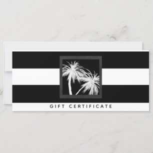 Certificat Cadeau Palmiers Tropicaux Noir & Blanc