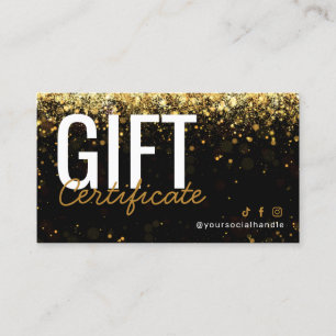 Certificat cadeau parties scintillant Gold