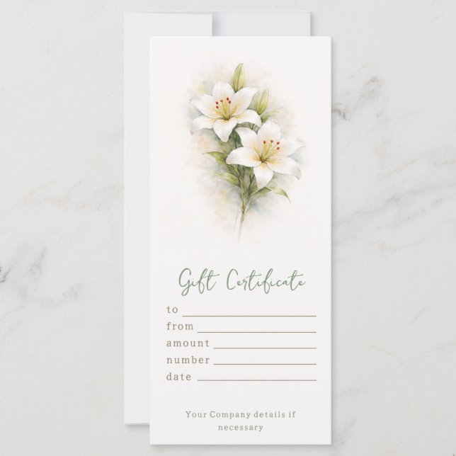 Certificat-cadeau personnalisé Fleur de Lys blanch (Devant)