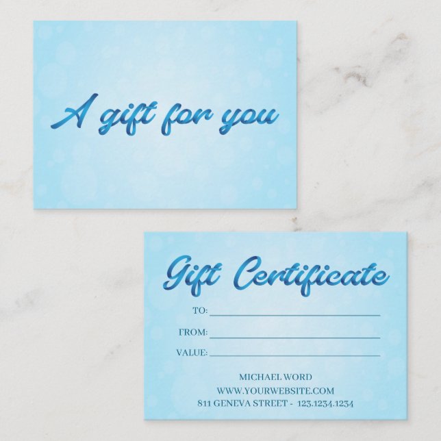 Certificat Cadeau Petite Entreprise Calligraphy Bo (Devant / Derrière)