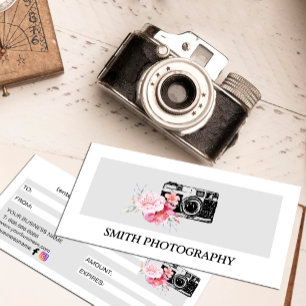 Certificat cadeau photo floral moderne photographe