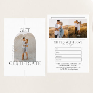 Certificat cadeau photo minimaliste Arch
