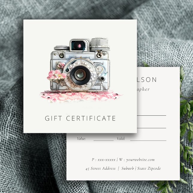 Certificat cadeau photo vintage Floral Camera (Créateur téléchargé)
