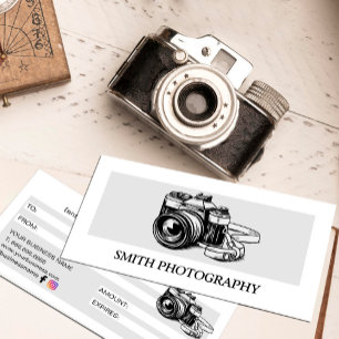Certificat cadeau photographe de caméra moderne