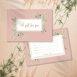 Certificat cadeau Pink And Gold Script Greenery