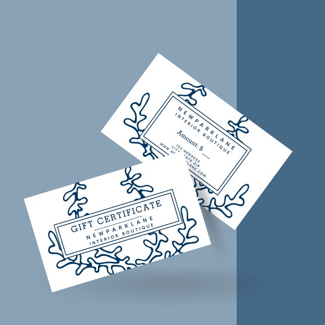 Certificat cadeau Plante marin bleu marine Motif (Créateur téléchargé)