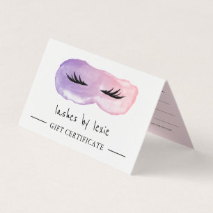 Certificat cadeau pour les cils d'aquarelle rose e